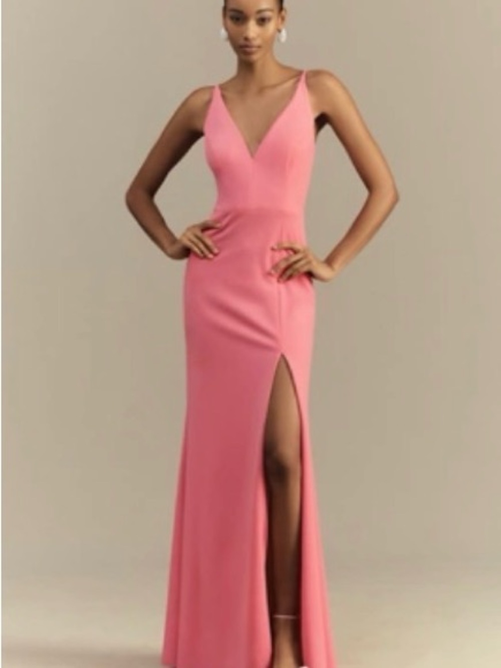 BHLDN STELLA SLEEVELESS V-NECK STRETCH CREPE MAXI DRESS